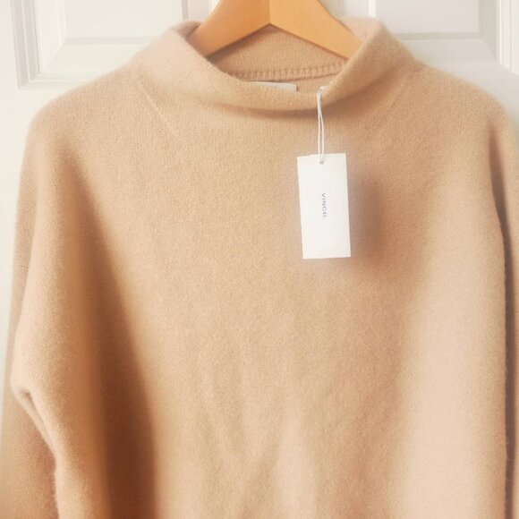 New Vince Boiled Cashmere Funnel Neck Pullover in Carmel - Picture 6 of 7